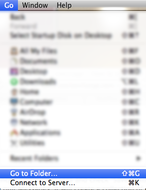 Mac OS X Go to Folder - Shift Command G